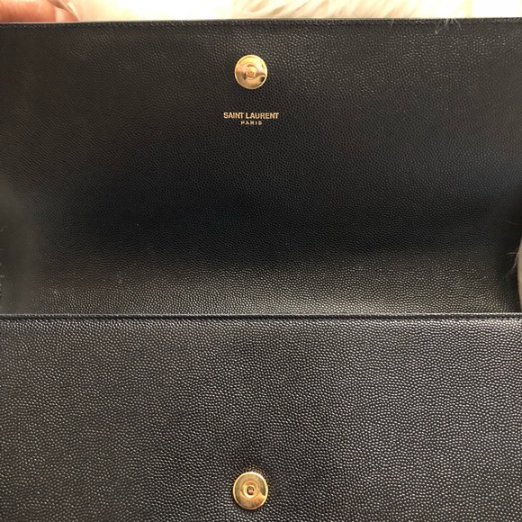 Saint Laurent Clutch Kate Ysl Gold-Tone Black - Picture 1 of 3